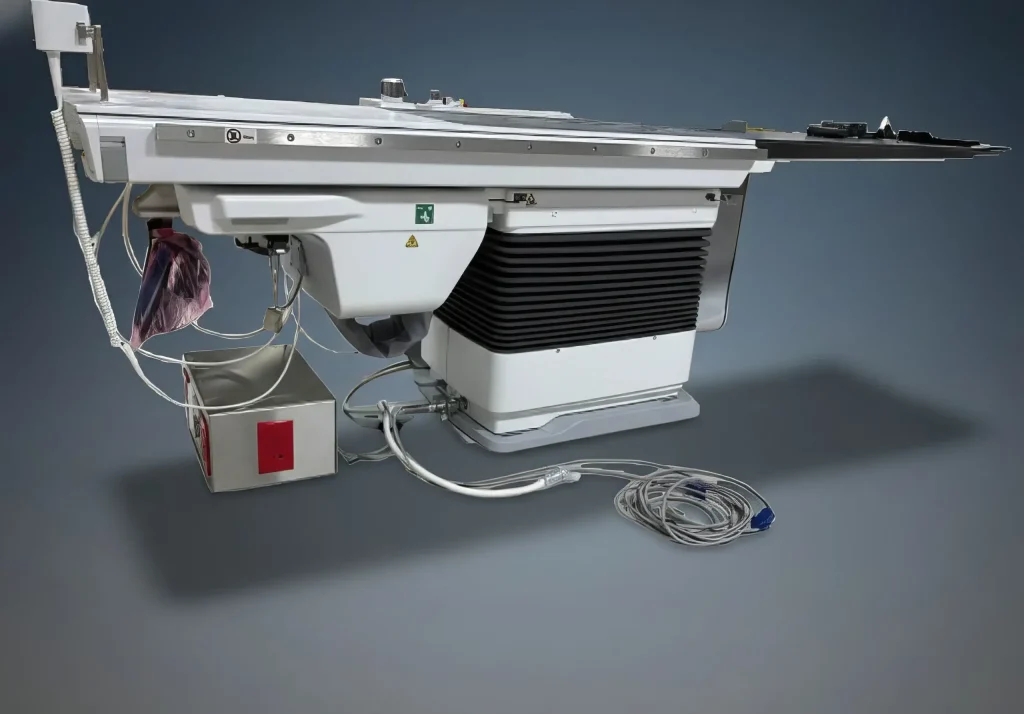 Utility Table Pedestal for Power Data Video Electrical Gases under the Siemens ICONO Pheno Patient Table with no trip hazards or collisions. 100% Verfied.
